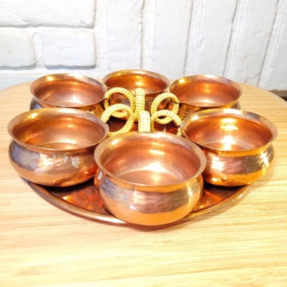 Zint Mid-Century Hammered Copper Cup Set - Picture 1 of 11